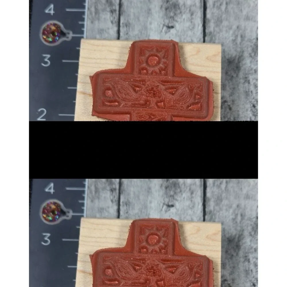 Ducks In A Row Birds Flowers Cross Design Rubber Stamp Wood #K37